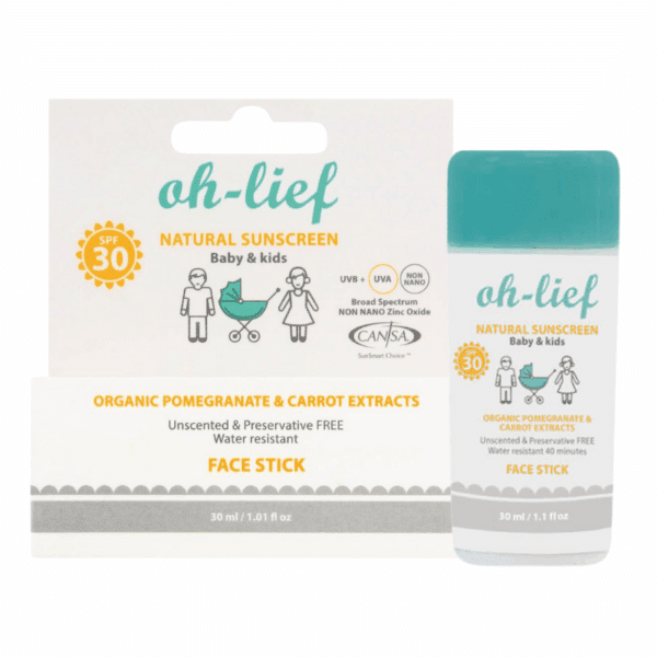 Oh lief Natural Sunscreen SPF30 Face Stick - Baby & Kids 30ml