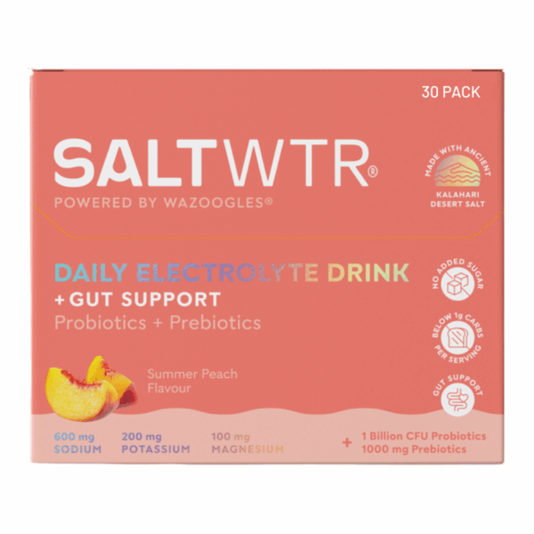 Wazoogles SaltWTR Daily Electrolyte Drink Summer Peach 30 Pack