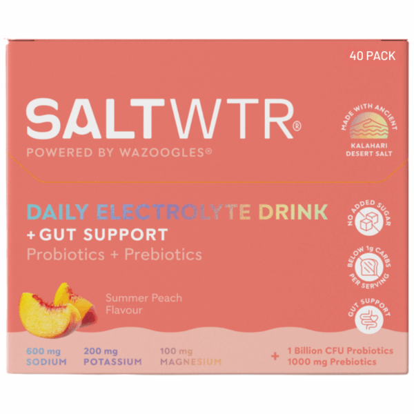 Wazoogles SaltWTR Daily Electrolyte Drink Summer Peach 40 Pack