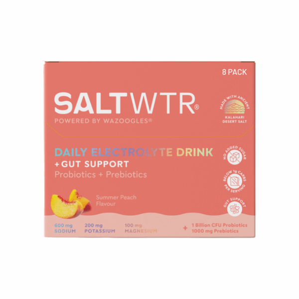 Wazoogles SaltWTR Daily Electrolyte Drink Summer Peach 8 Pack